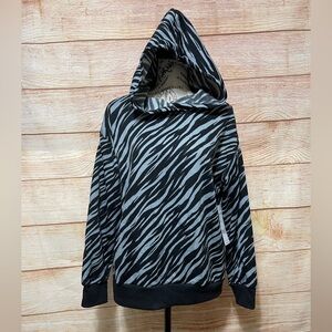 Just Be Womens Size XL Black Animal Print‎ Pullover Hooded Sweatshirt
